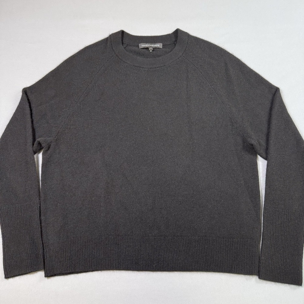 NAKED CASHMERE KAIA CREWNECK CASHMERE SWEATER Womens Medium Black Quiet Luxury